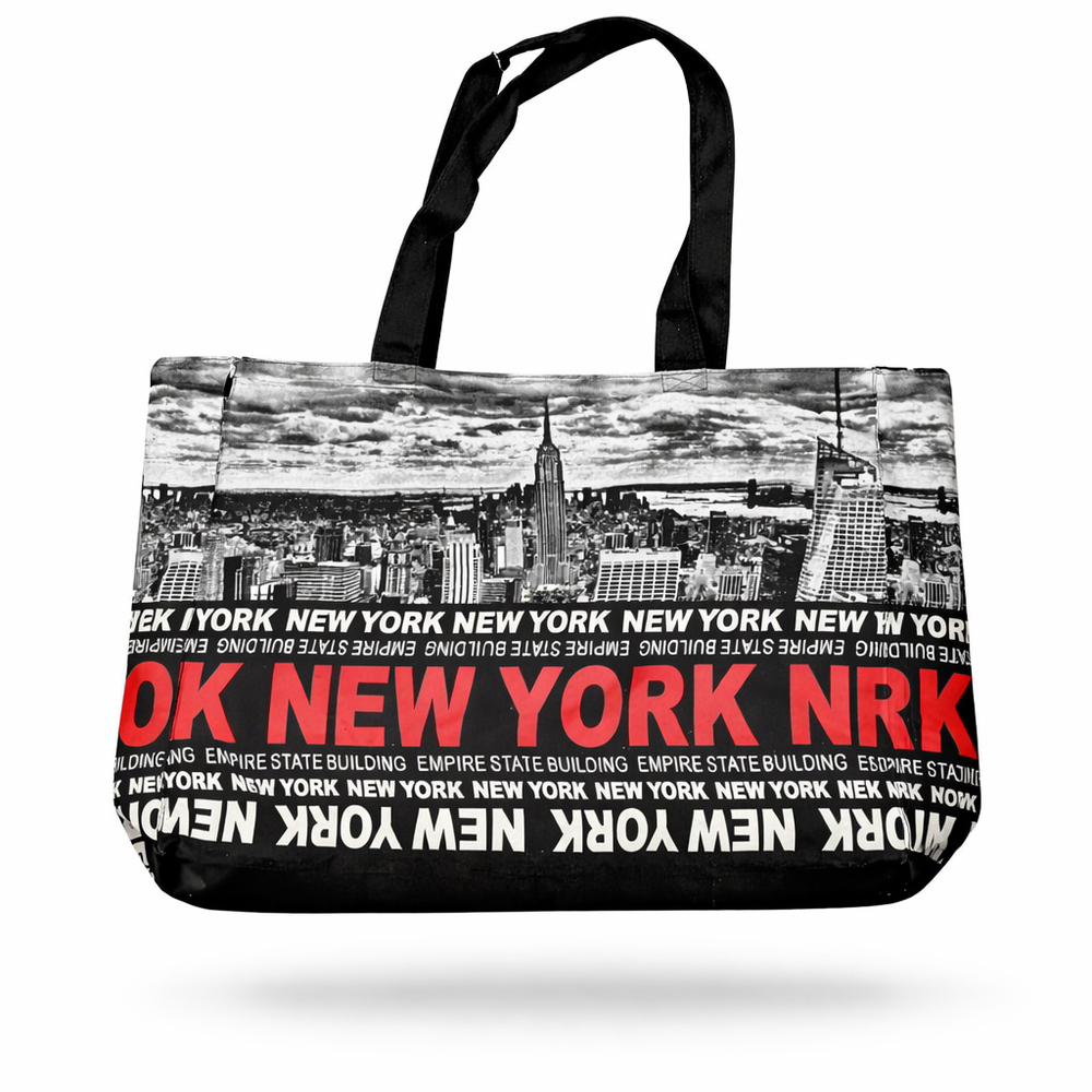 Robin Ruth New York City Skyline Tote Bag Black/White/Red Empire State Building​